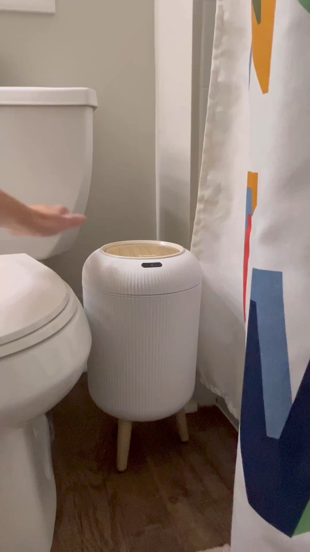 Amazon bathroom find. Touch free trash can. Kids bathroom, Amazon home, affordable decor, under 50, bathroom decor. 

#LTKKids #LTKFamily #LTKHome