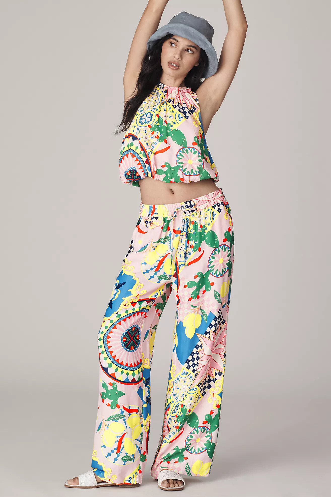 Maeve Straight-Leg Pull-On Silk Pants | Anthropologie (US)