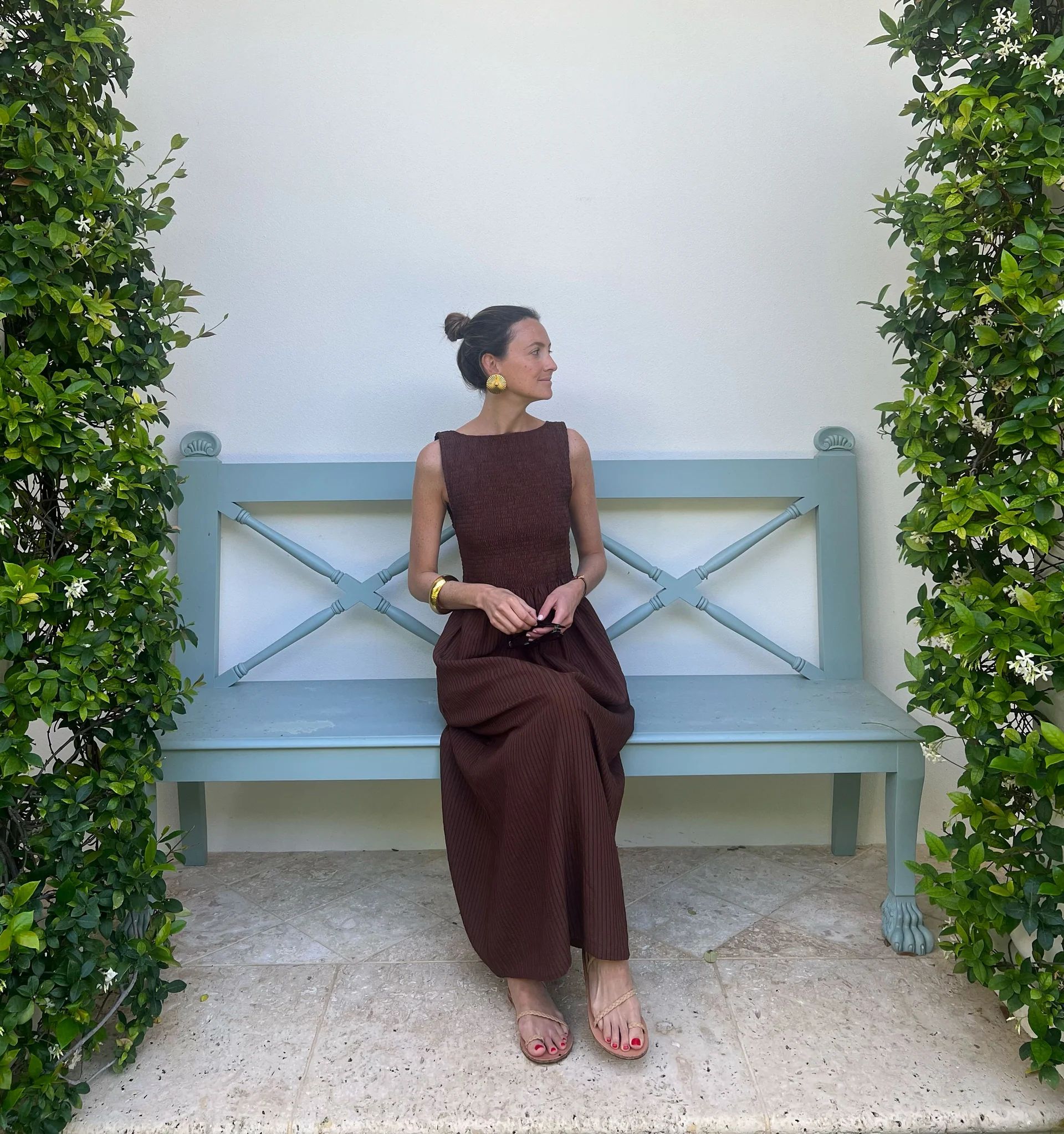 The Cosima Nap Dress - Chocolate Tonal Seersucker | Hill House Home