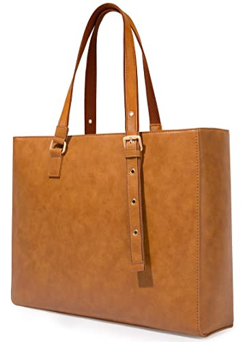 CHIENTUNG Leather Laptop Tote Bag for Women Large Professional Briefcase Work Bag with 4 Compartments Up to 15.6 inch | Amazon (US)