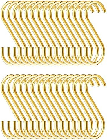 Evanda Gold S Hooks for Hanging Pack of 30, Heavy Duty Stainless Steel Titainium Plating Metal Mu... | Amazon (US)