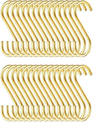 Evanda Gold S Hooks for Hanging Pack of 30, Heavy Duty Stainless Steel Titainium Plating Metal Mu... | Amazon (US)