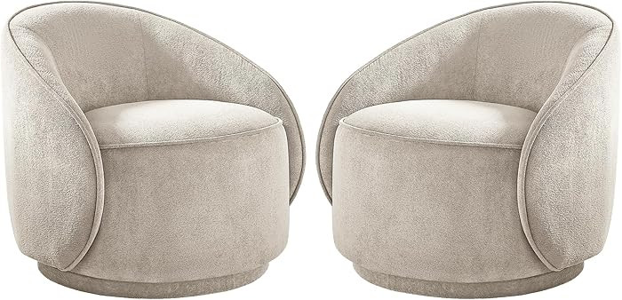 Swivel Accent Chairs Set of 2, 360° Comfy Barrel Club Swivel Armchair, Modern Reading Chair for ... | Amazon (US)