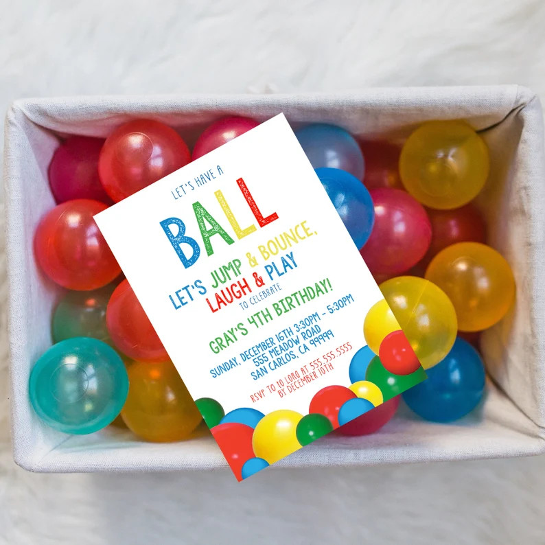EDITABLE PRINTABLE Ball Birthday Party Invitation, Editable Ball Party Invitation Pdf, Print Cust... | Etsy (US)