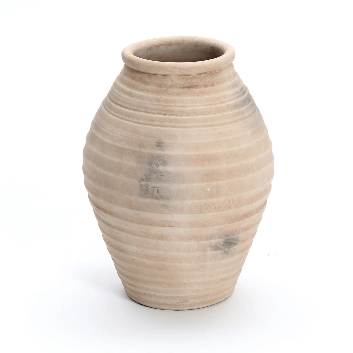 Rustic Brown Ribbed Terracotta 13.2-Inch Tall Urn Vase | Wayfair North America