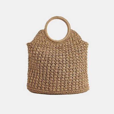 Women's Large Woven Straw Tote Bag - Cupshe-F-Brown | Target