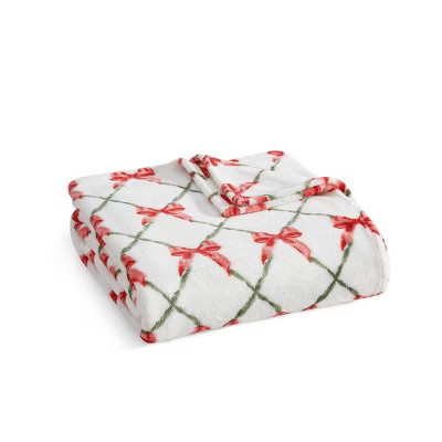 Martha Stewart 60"x70" Emmas Bow Throw Blanket White | Target