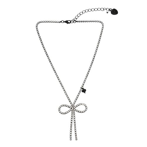 Betsey Johnson Womens Rhinestone Bow Pendant Necklace | Amazon (US)