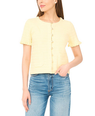 Women's Crewneck Short-Sleeve Cardigan Sweater | Macy's