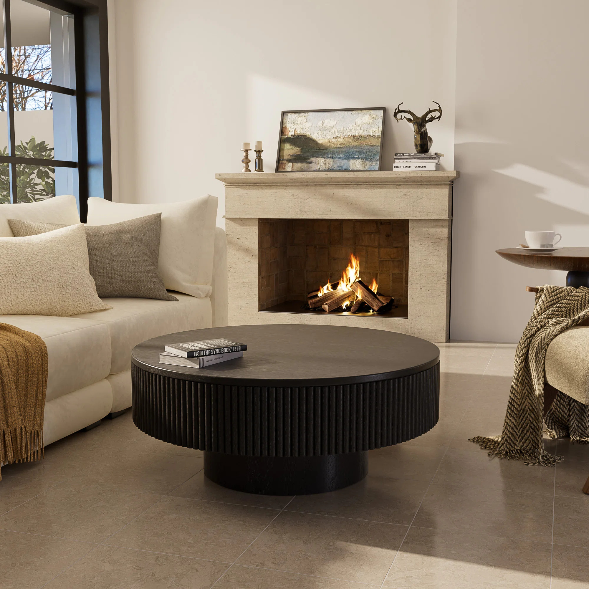 35" & 31" Round Handcrafted Coffee Table – Solid Wood Fluted Design | Wayfair North America