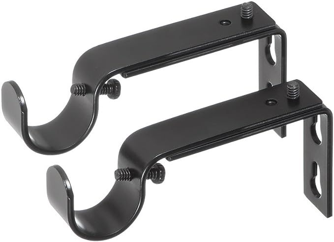 Ivilon Adjustable Brackets for Curtain Rods - for 7/8 or 1 Inch Rods. Set of 2 - Black | Amazon (US)