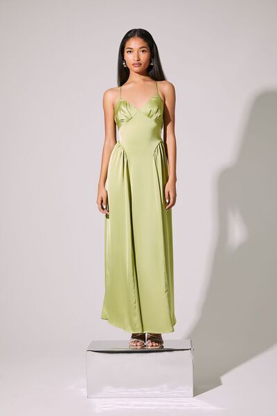 Satin Lace-Up Maxi Dress | Forever 21