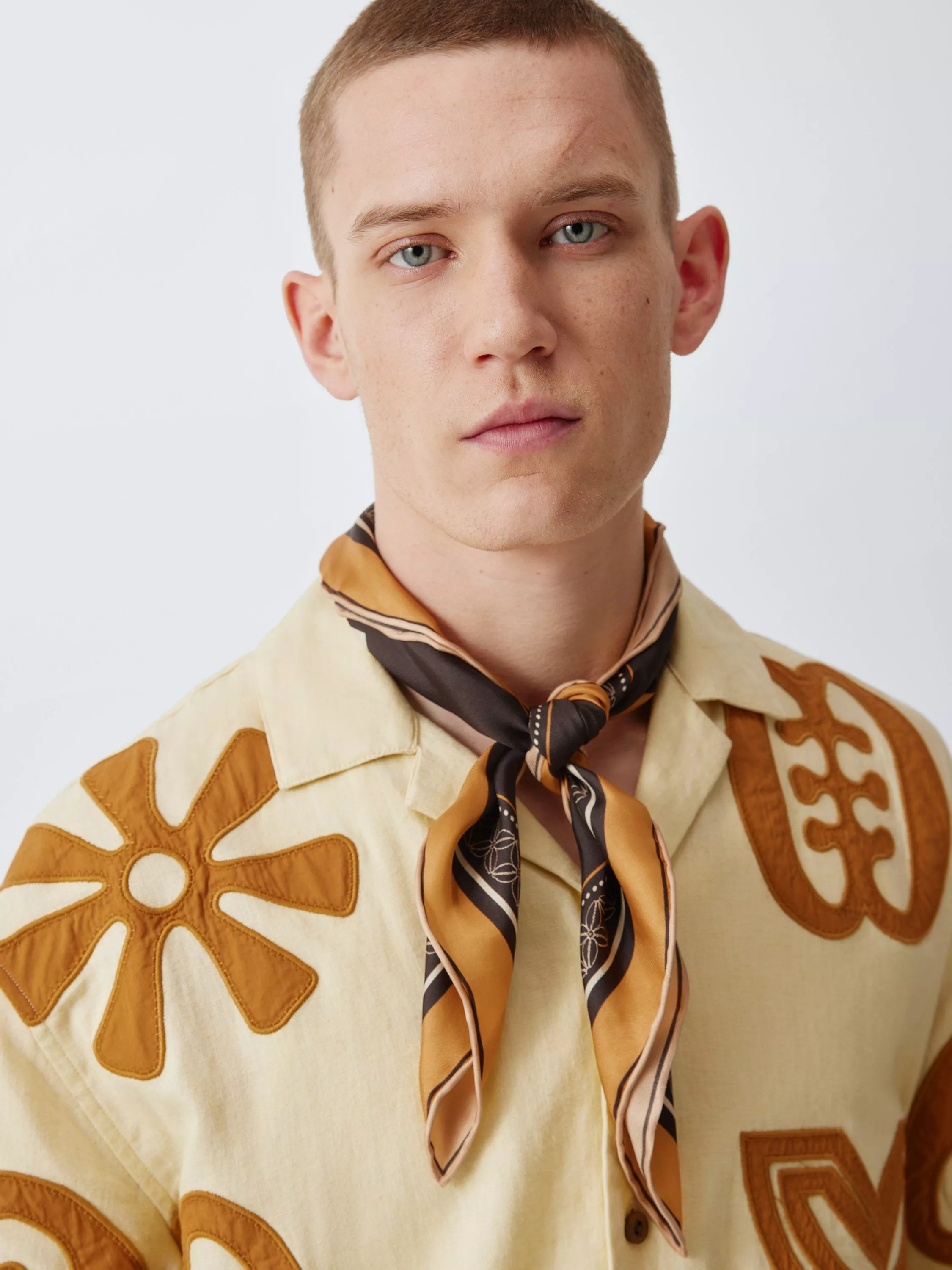John Lewis x LABRUM Logo Square Silk Scarf, Brown | John Lewis (UK)