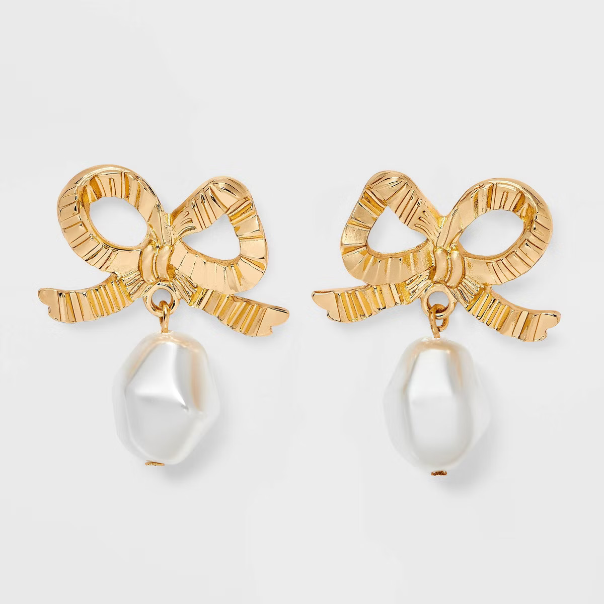 Pearl Dangle and Bow Earrings - A New Day™ Gold/Pearl | Target