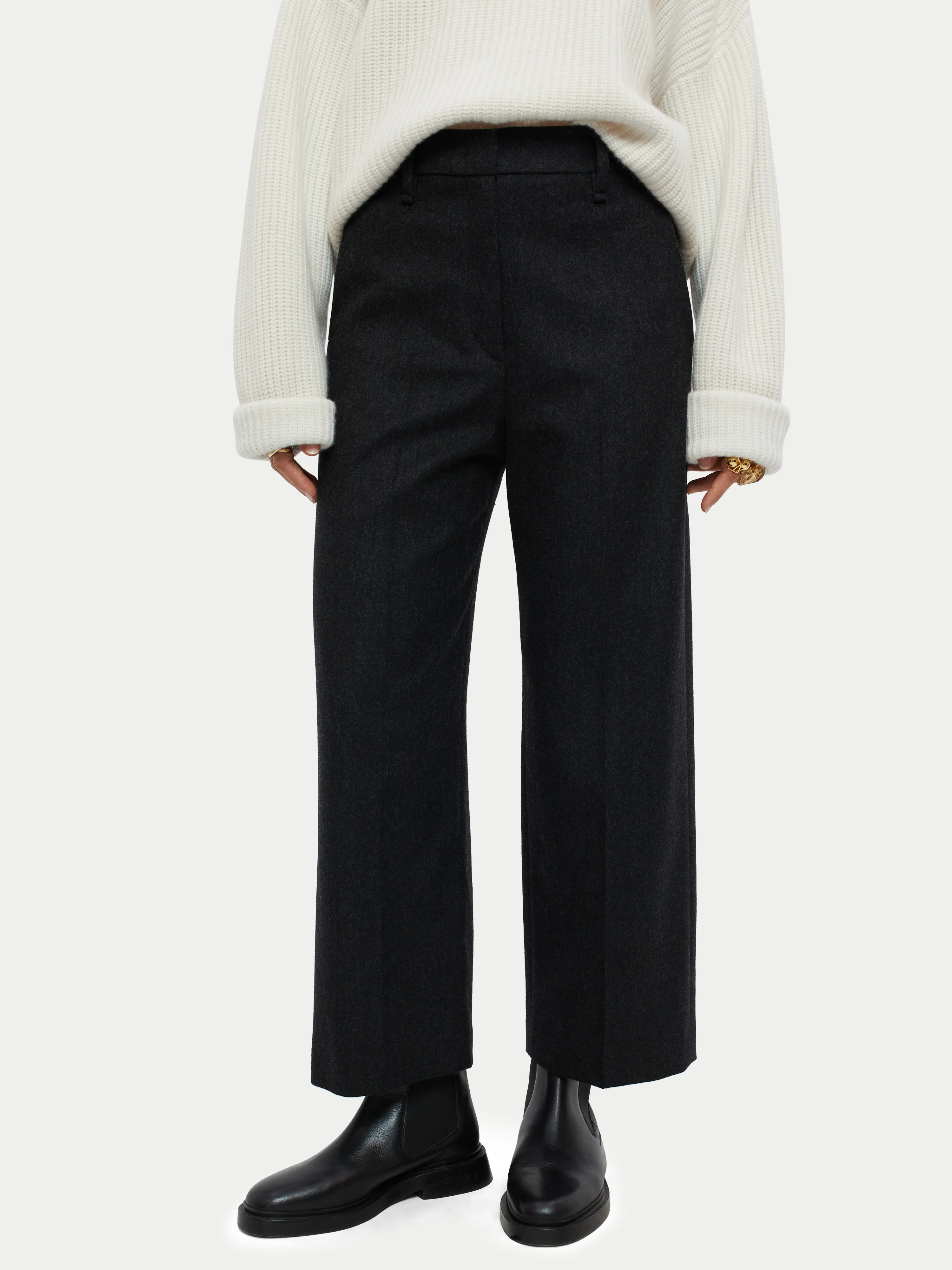 Nevis Brushed Flannel Trouser | Grey | Jigsaw (UK)