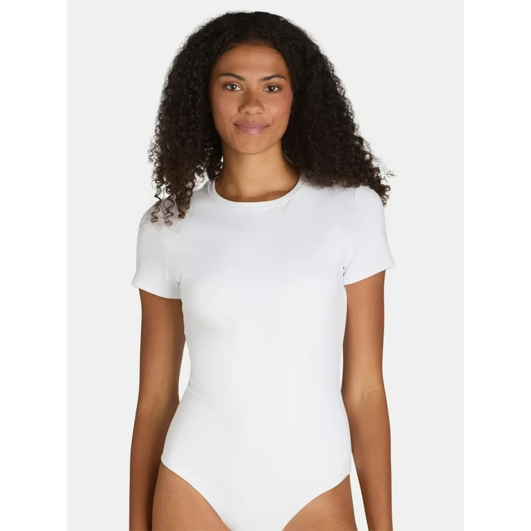 Time and Tru Women's Short Sleeve Smoothing Bodysuit, Sizes S-XXXL | Walmart (US)