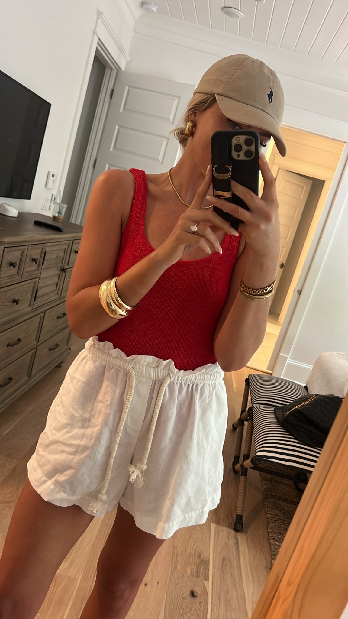 Summer vacay vacation swim swimsuit coverup 
Under $50 Zara shorts - runs big - size down in an XS 
Hunza g on sale 
Polo cap hat 
Gold bangles 

#LTKFindsUnder100 #LTKTravel #LTKSwim