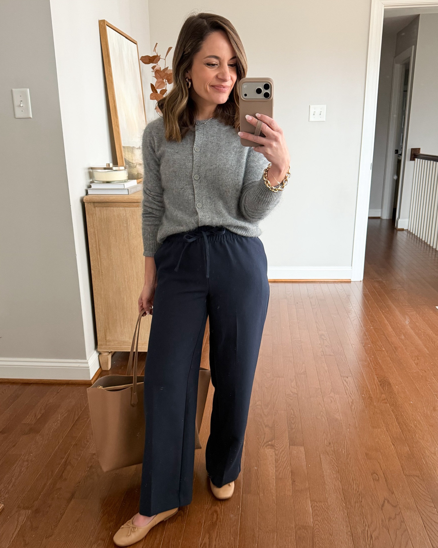 Three similar styles of pull on navy pants for petites!

Outfit 1:
Pull-On Pants (Banana Republic Factory): petite xxs - 10” rise, 27” inseam 
Gray sweater (Quince): xs 
Tote bag (Quince)
Ballet flats (Sam Edelman): tts

Outfit 2:
Lodge Pants (Aritzia): xxs short - in admiral. In xxs the pants have a 28” inseam but the inseam increases as sizes go up. 
White t-shirt (Quince): xs 
Sweater (Quince): xs speckled beige 
Flats (Madewell): tts 

Outfit 3:
Button up shell top (J.Crew): xxs
Sawyer pants (LOFT): petite xxs
Straw bag (Sezane)
Ballet flats: tts 

My measurements for reference: I’m 4’10” and 105lbs. My bust, waist, and hip measurement is 32”, 24”, and 36”.

#LTKSaleAlert #LTKPetite #LTKSeasonal