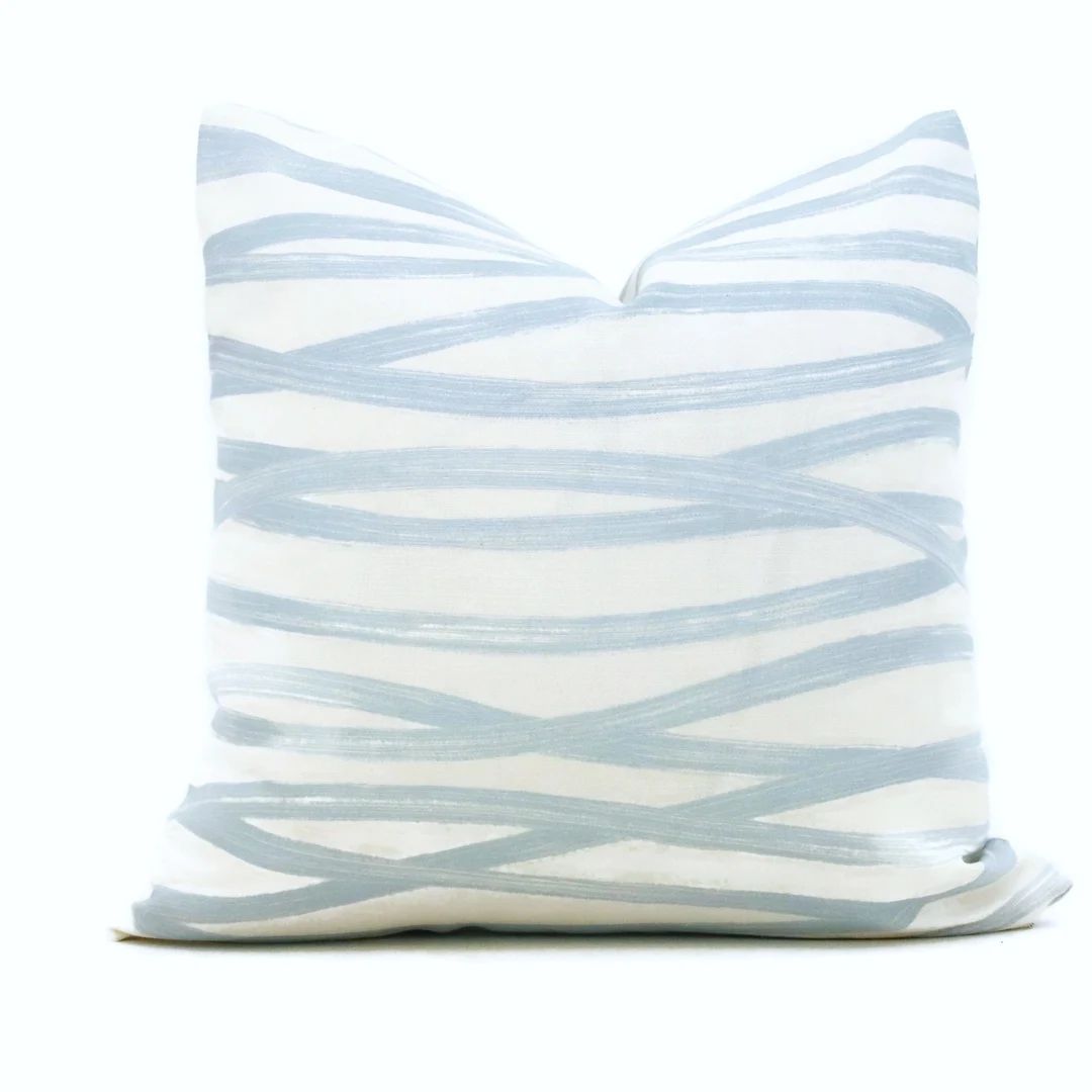 Schumacher Light Blue Brushstrokes Decorative Pillow Cover - Etsy | Etsy (US)