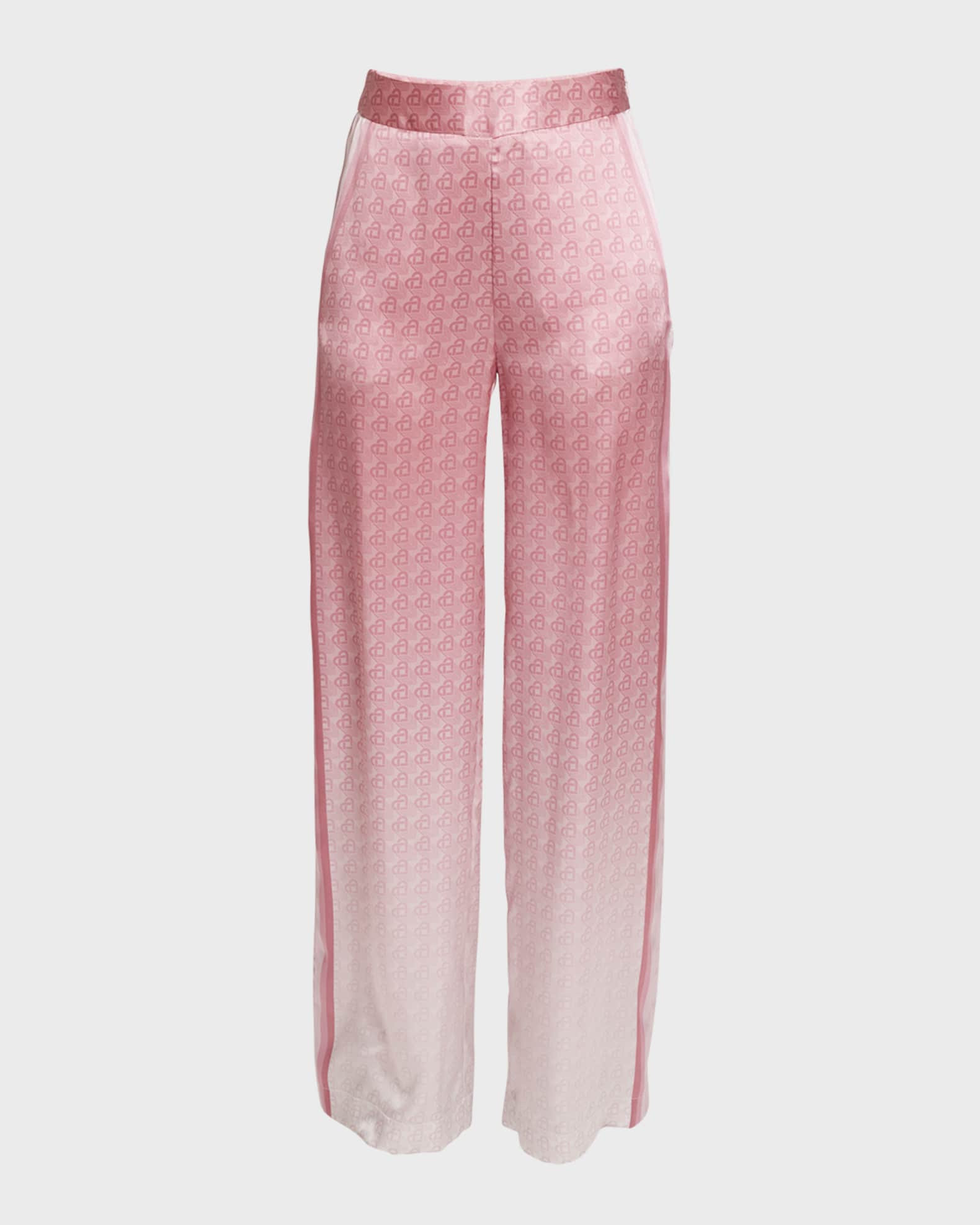 Degrade Print Side-Stripe Straight-Leg Silk Trousers | Neiman Marcus