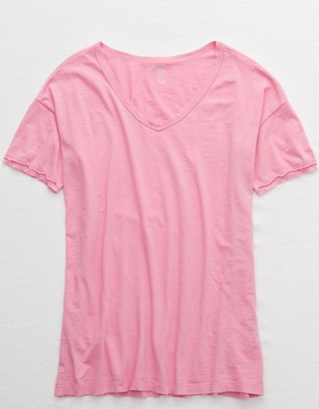 Aerie Distressed V-Neck Boyfriend T-Shirt | American Eagle Outfitters (US & CA)