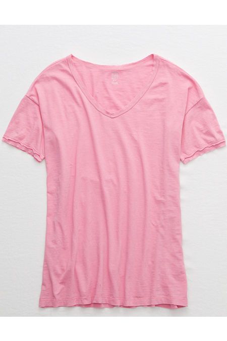 Aerie Distressed V-Neck Boyfriend T-Shirt | American Eagle Outfitters (US & CA)