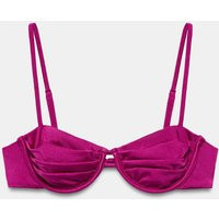 Zara - Underwire Pleated Bikini Top - Magenta - S - Woman | Zara US