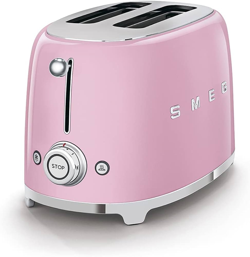 SMEG 2 Slice Toaster with 6 Presets and Defrost Function and Removable Crumb Tray TSF01PKUS, Pink | Amazon (US)