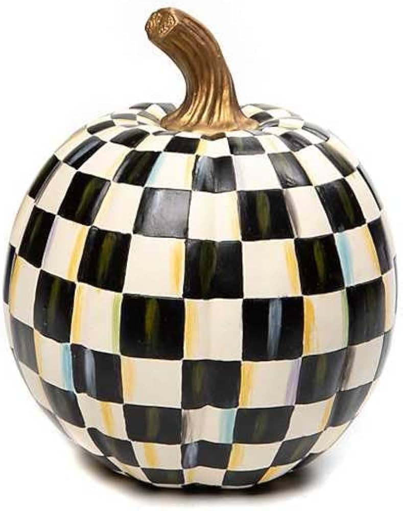 MACKENZIE-CHILDS Resin Pumpkin, Small, Black-and-White Courtly Check | Amazon (US)