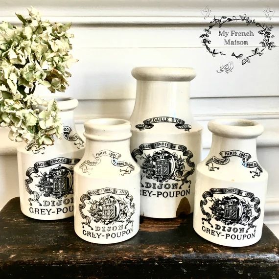French Vintage Dijon Mustard Pots / French Mustard Jars / - Etsy | Etsy (US)