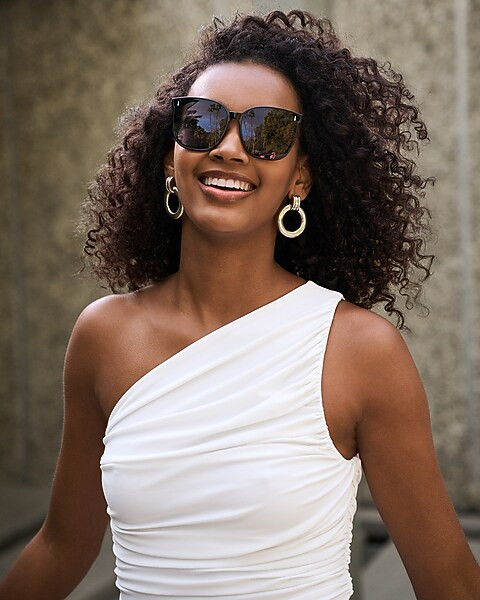 Matte Jersey Ruched One Shoulder Cropped Top | Express