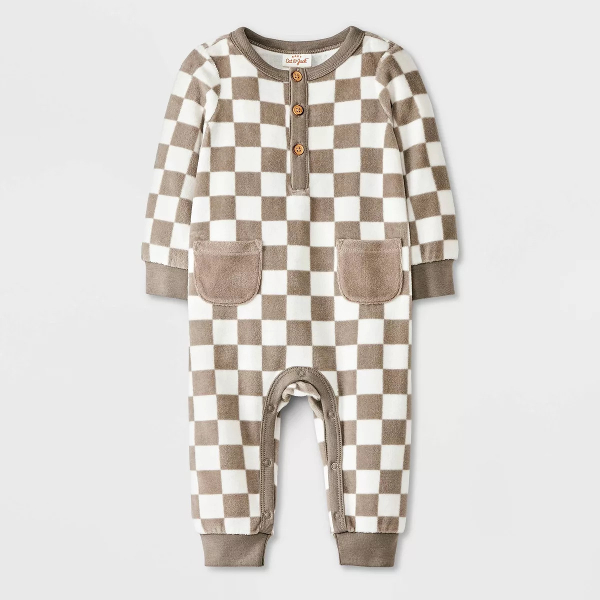 Baby Checkered Velour Romper - Cat & Jack™ Gray 3-6M | Target