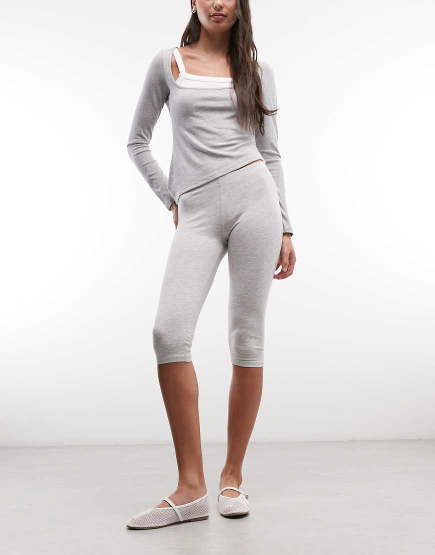 Monki jersey stretch capri pants in gray melange | ASOS (Global)