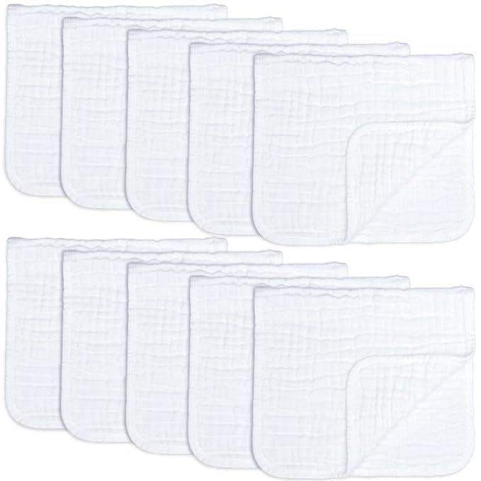 Amazon.com : Muslin Burp Cloths 10 Pack Large 100% Cotton Hand Washcloths 6 Layers Extra Absorben... | Amazon (US)