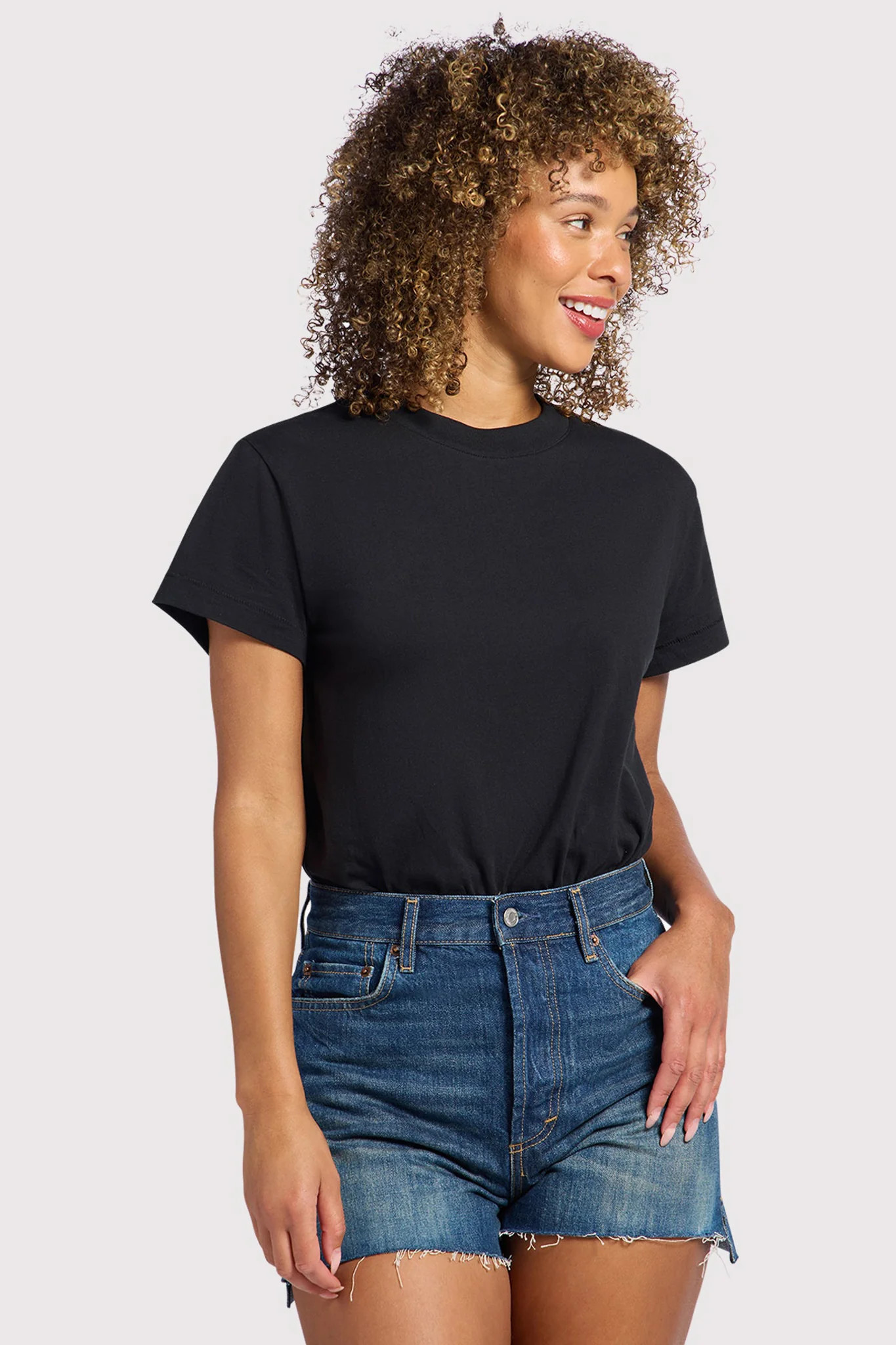 Soft Cotton Everyday T-Shirt Bodysuit | Black | nuuds