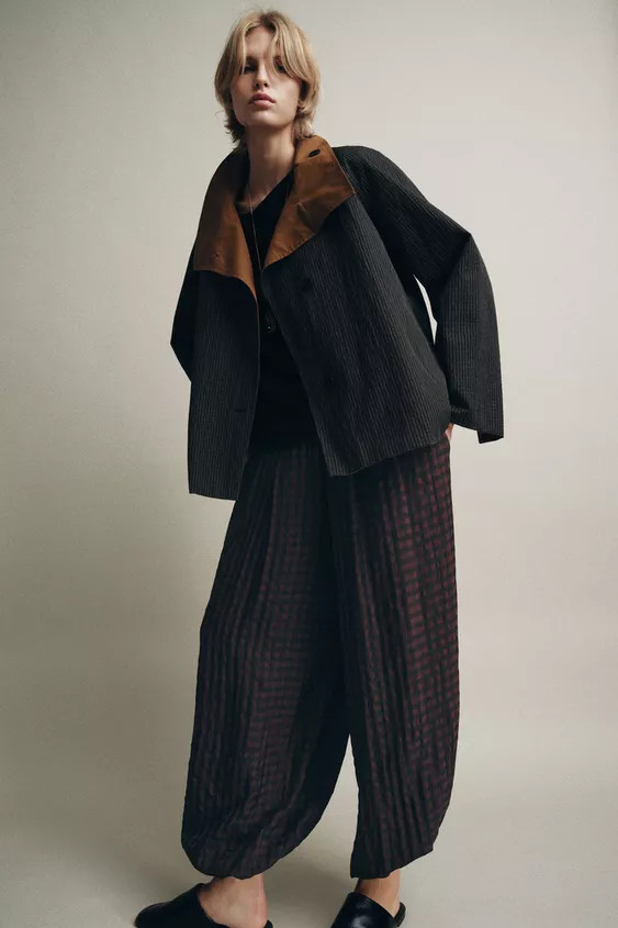 ZW COLLECTION GINGHAM BLOOMER PANTS | Zara US