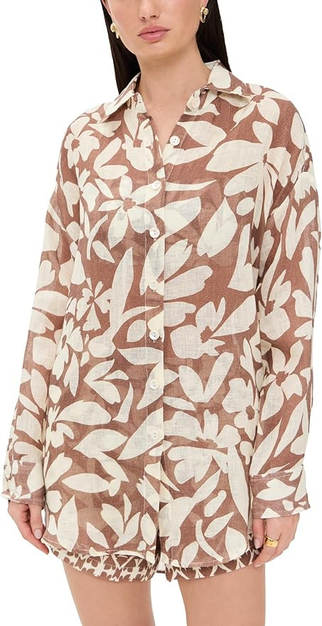 Vitamin A Women's Swimwear Swimwear Playa Linen Boyfriend Shirt Swimsuit Cover Up | Amazon (US)