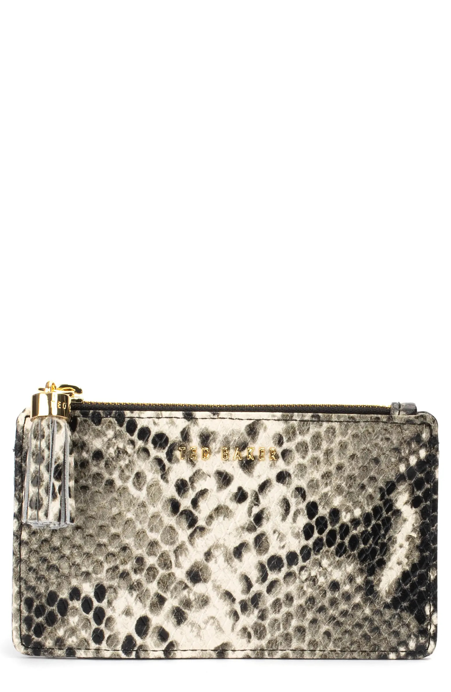 Ted Baker London Kaislee Exotic Tassel Zip Leather Card Holder | Nordstrom | Nordstrom
