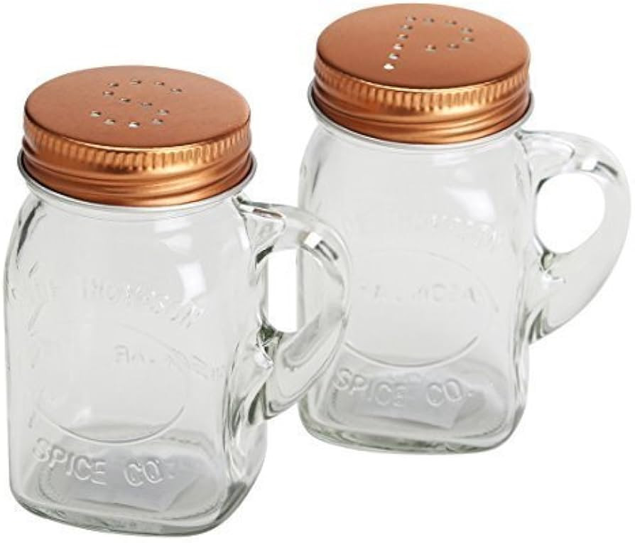 Olde Thompson 3771-03 Mason Jar Salt and Pepper Shaker Set, Copper Lids | Amazon (US)