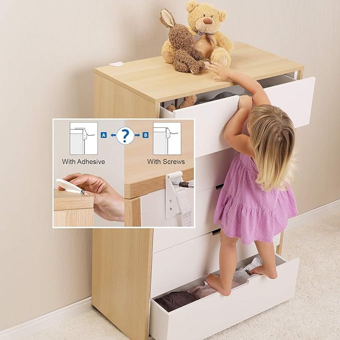 Qdos Safety Zero-Screw Furniture Anti-Tip Kit | White | Patented SecureHooks Anchor Holds up to 2... | Amazon (US)