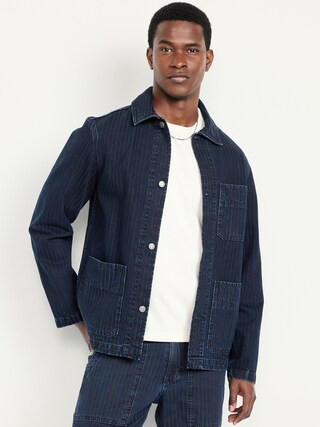 Textured-Stripe Denim Chore Jacket | Old Navy (US)