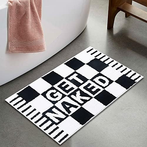 BOVEU Get Naked Bath Mat Bathroom Rugs Non Slip Absorbent Bath Rugs Funny Bathroom Décor, Black ... | Amazon (US)