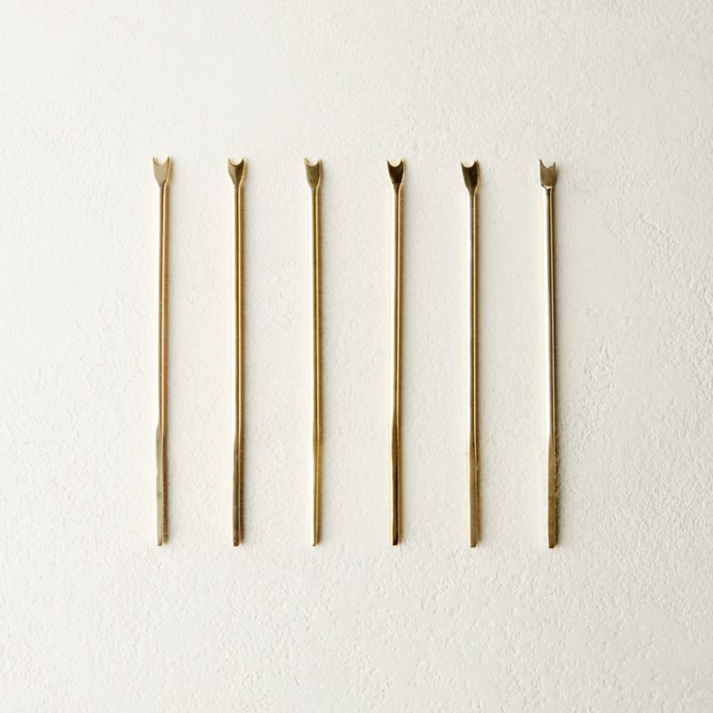 Mae Champagne Gold Cocktail Picks Set of 6 + Reviews | CB2 | CB2