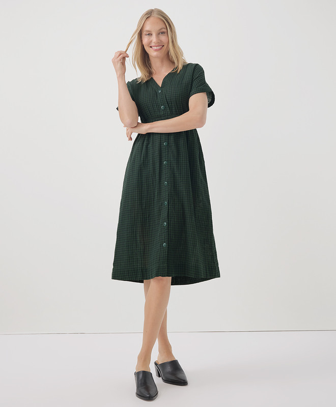 Women’s Coastal Double Gauze Short Sleeve Dress made with Organic Cotton | Pact | Pact Apparel