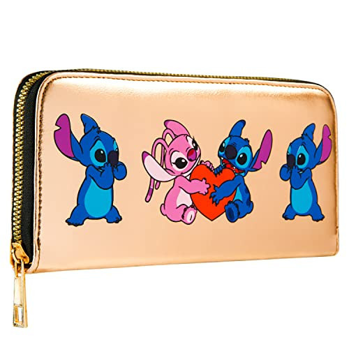 Disney Stitch Purse for Women Teenagers Girls, Zip Around Coin Purse with Card Slots, Travel Wallet - Stitch Gifts for Women (Gold Stitch) | Amazon (US)