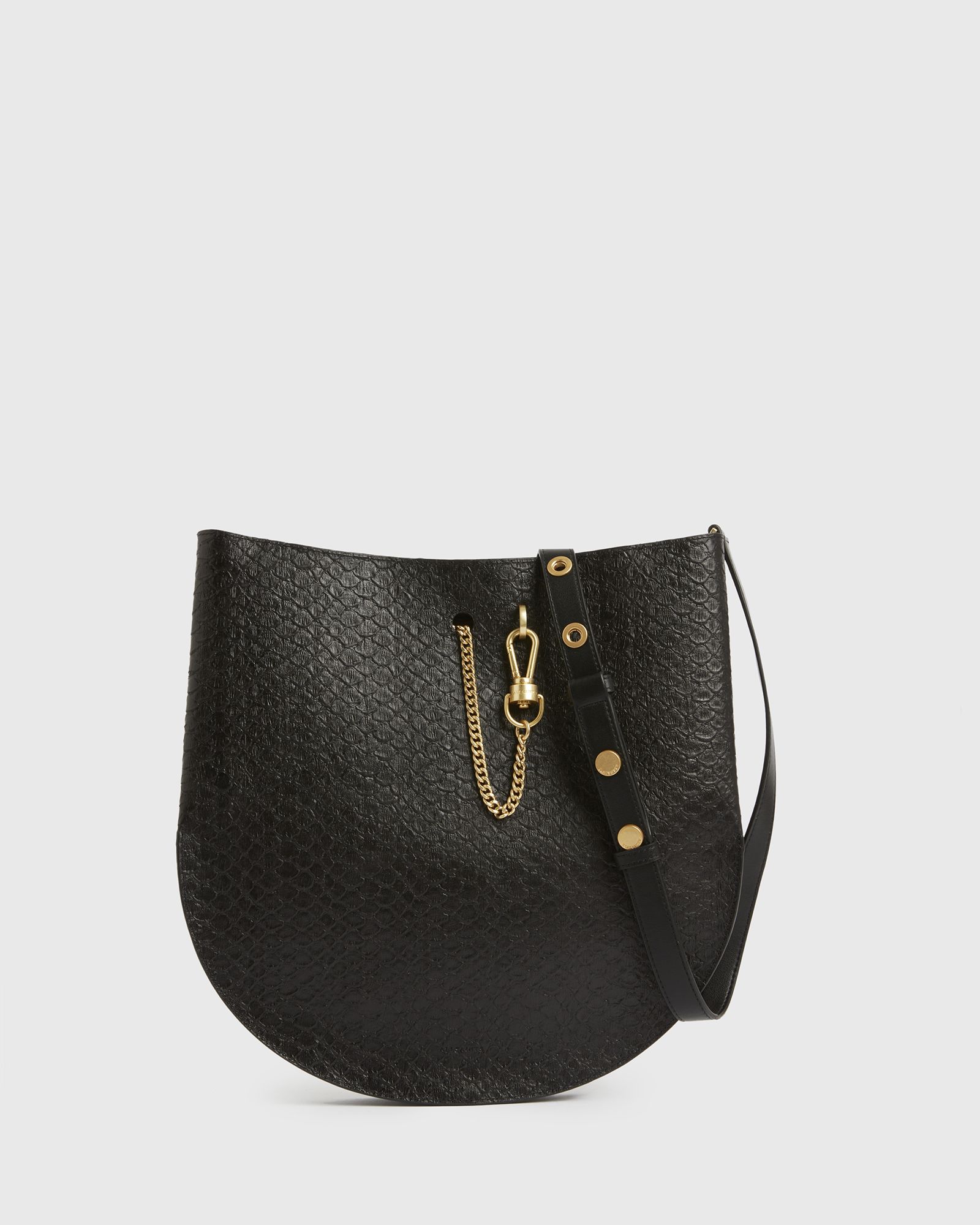 Beaumont Leather Python Hobo Bag | AllSaints US