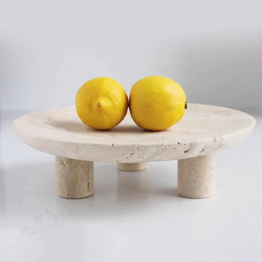 Handmade Travertine Fruit Bowl for Kitchen Counter 10", Large Decorative Bowl for Home Decor, Mod... | Amazon (US)