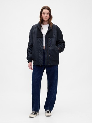 Oversized Knit-Trim Bomber Jacket | Gap (US)