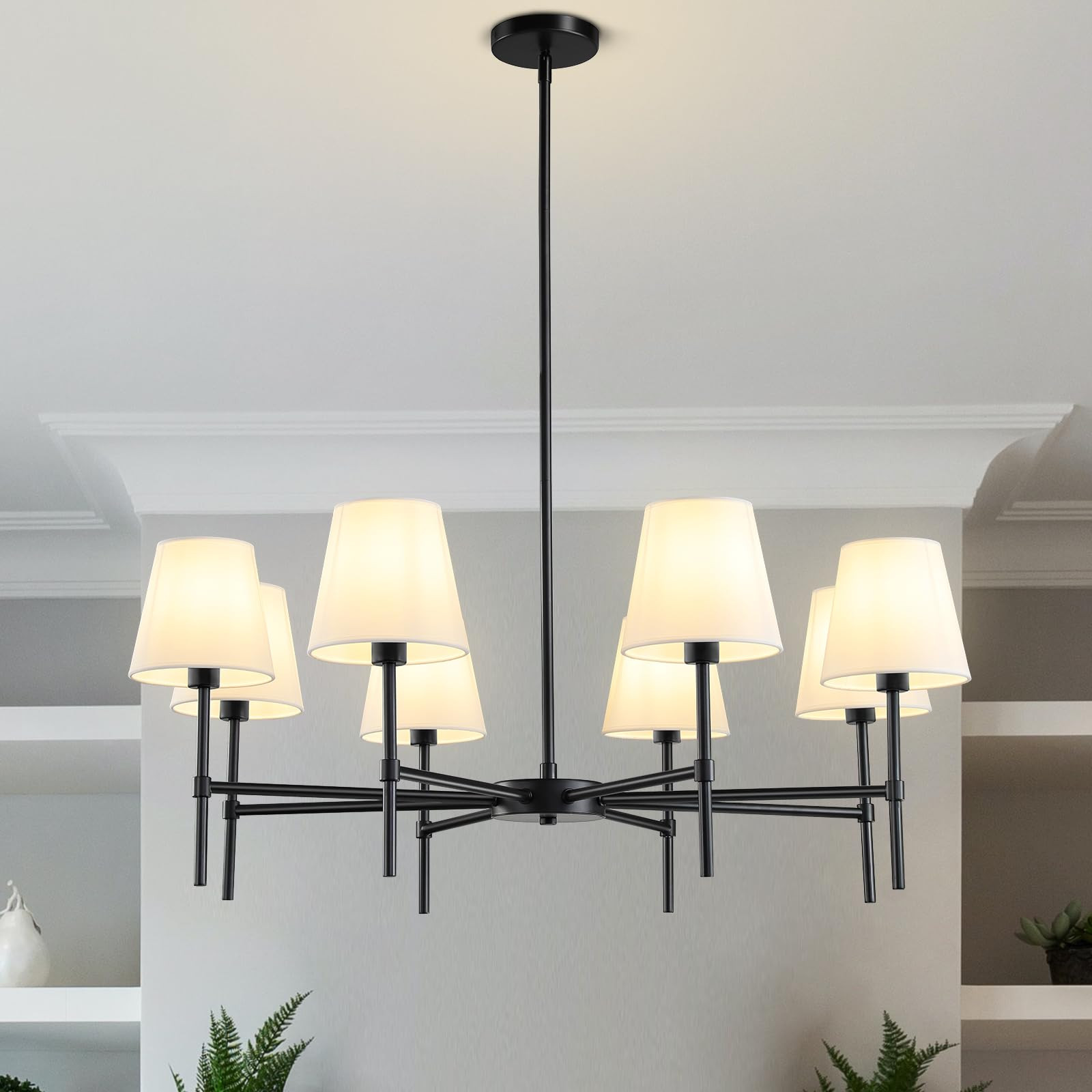 Dining Room Chandeliers Light - Modern Black Chandelier, 8-Light Metal Farmhouse Dining Room Ligh... | Amazon (US)