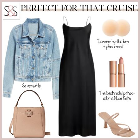 This little black dress has quite luxury all over it. I love the spaghetti straps and jean jacket for layering. Works well as a wedding guest outfit or travel outfit. This spring vacation!

#LTKwedding #LTKSeasonal #LTKtravel